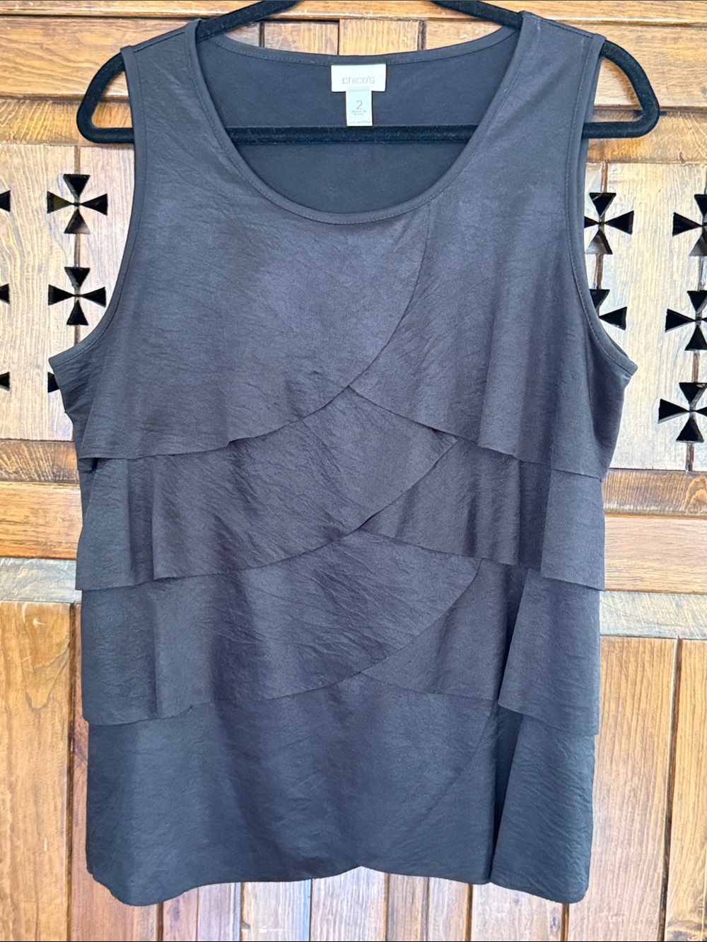 Chico's Black Sleeveless Layered Ruffle Tank